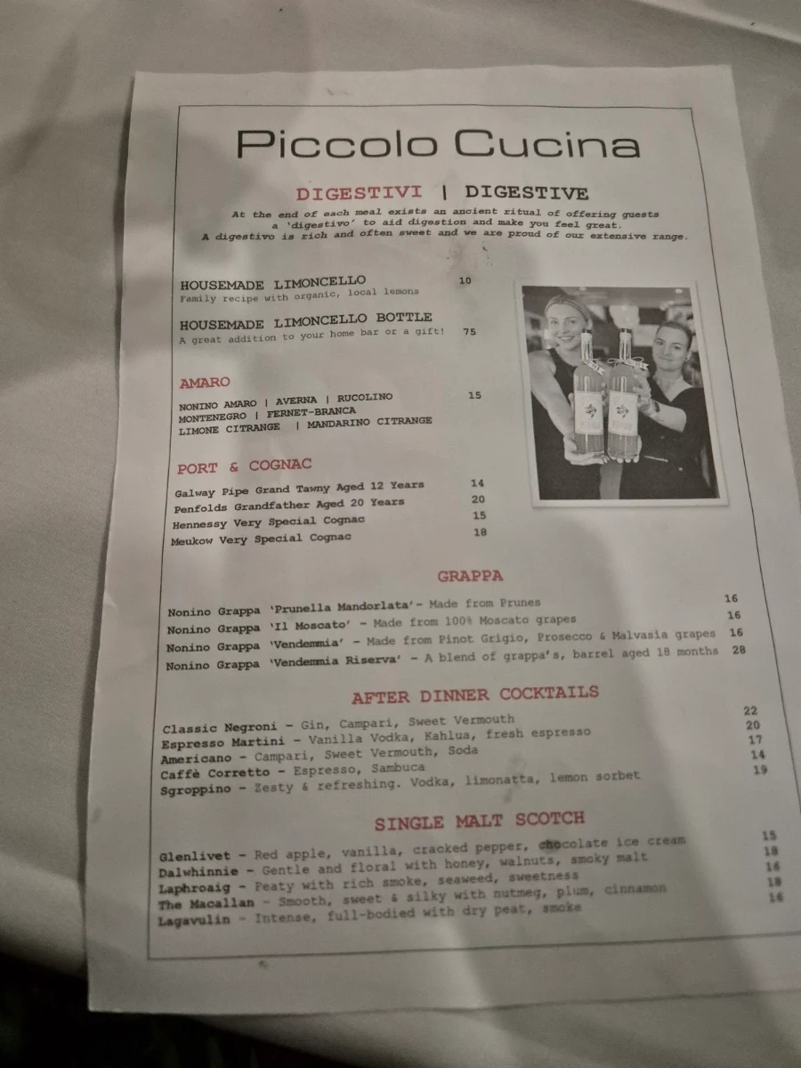 Menu, Piccolo Cucina