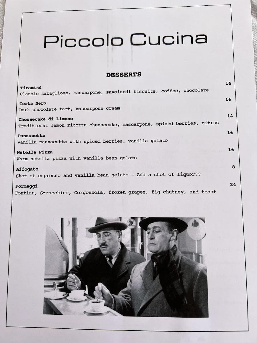 Menu, Piccolo Cucina