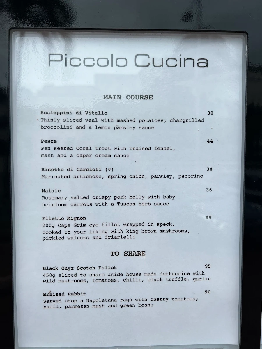 Menu, Piccolo Cucina