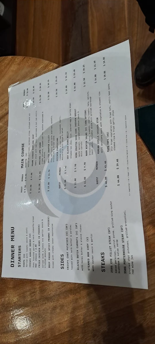 Menu, Club Mandalay