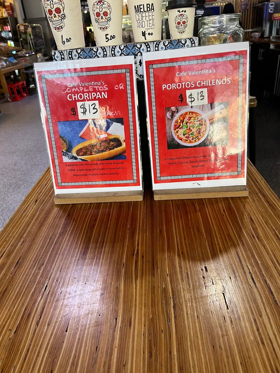 Menu, Cafe Valentina Dandenong Market