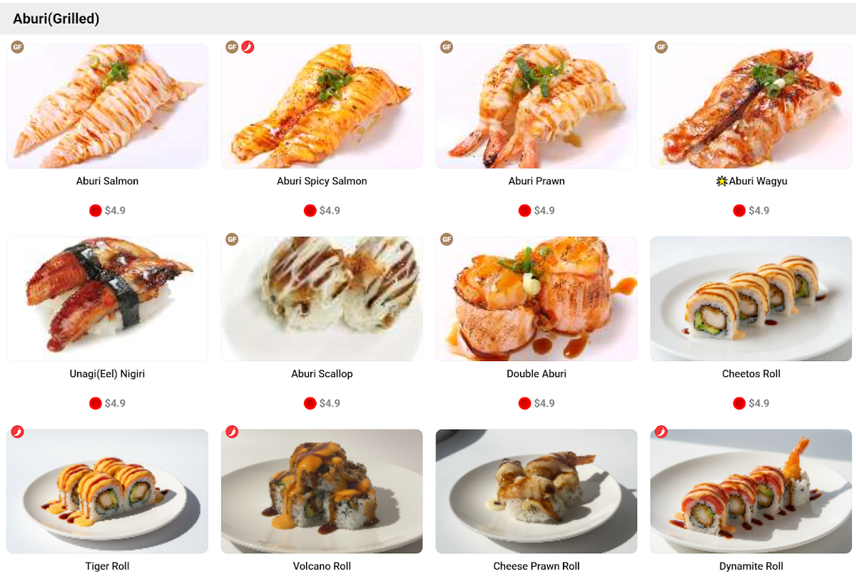 Menu, Sushi Hyo