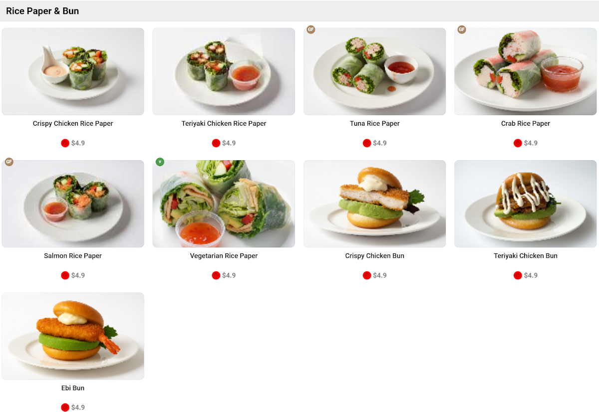 Menu, Sushi Hyo