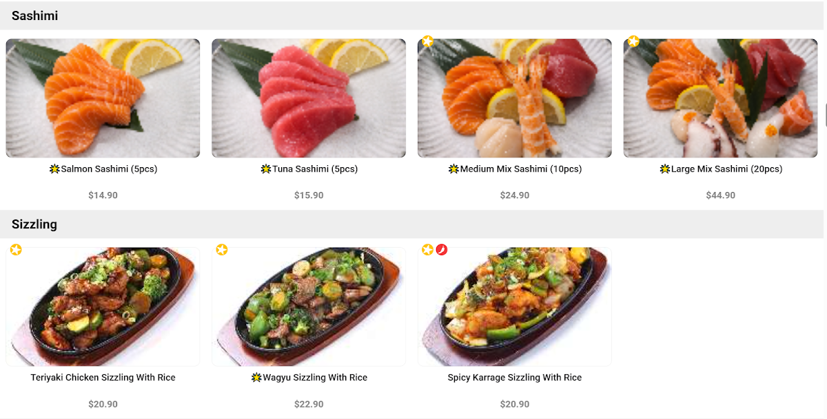 Menu, Sushi Hyo