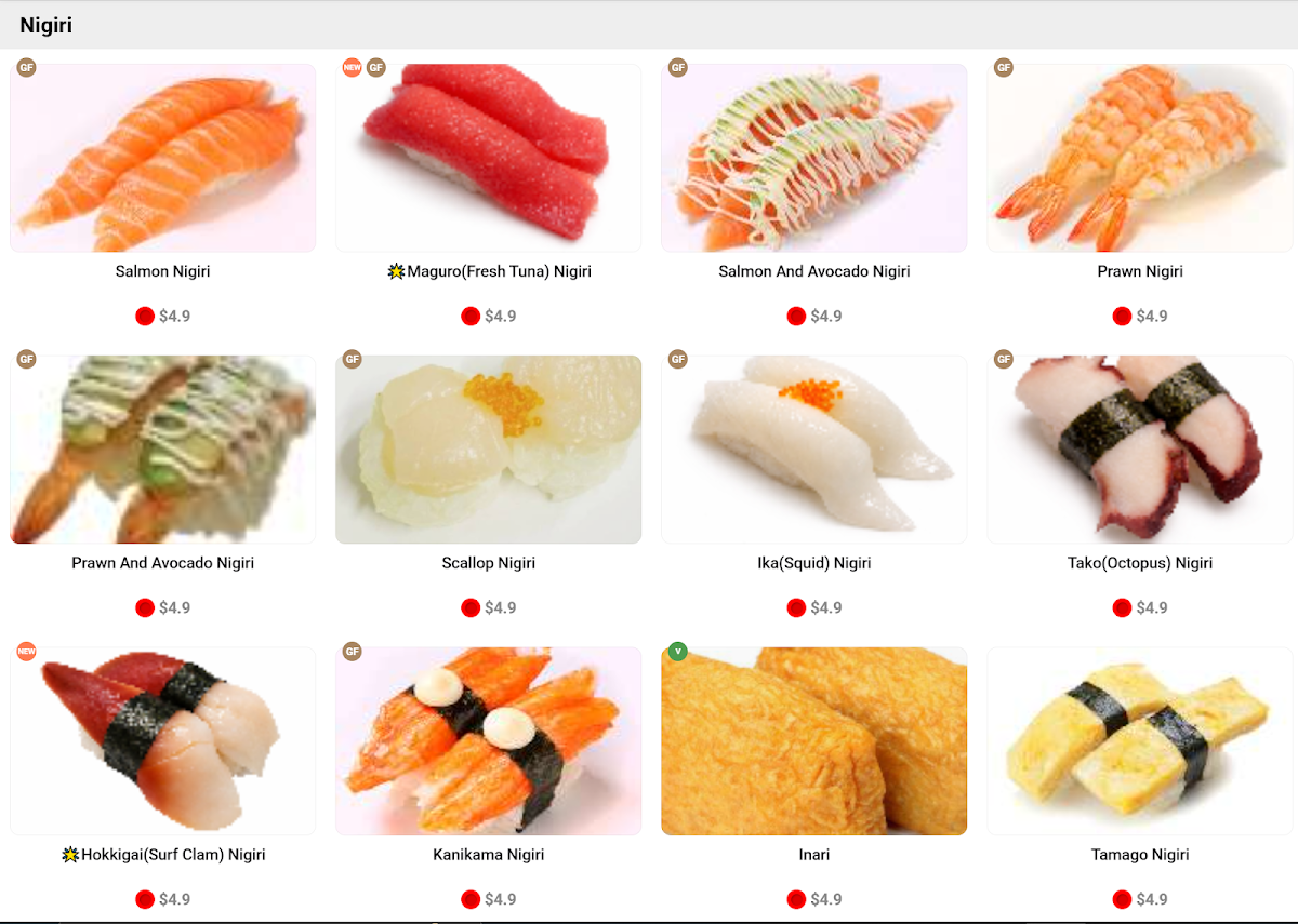 Menu, Sushi Hyo