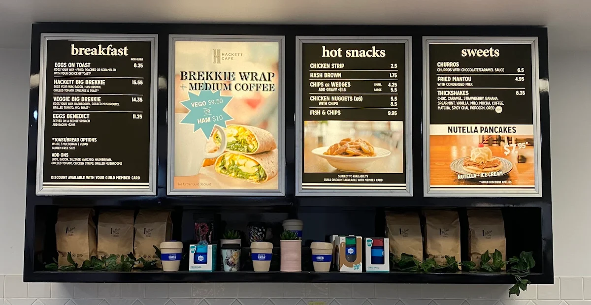 Menu, Hackett Cafe