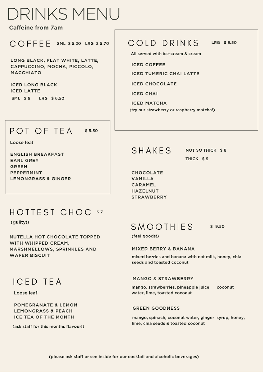 Menu, The Greenhouse