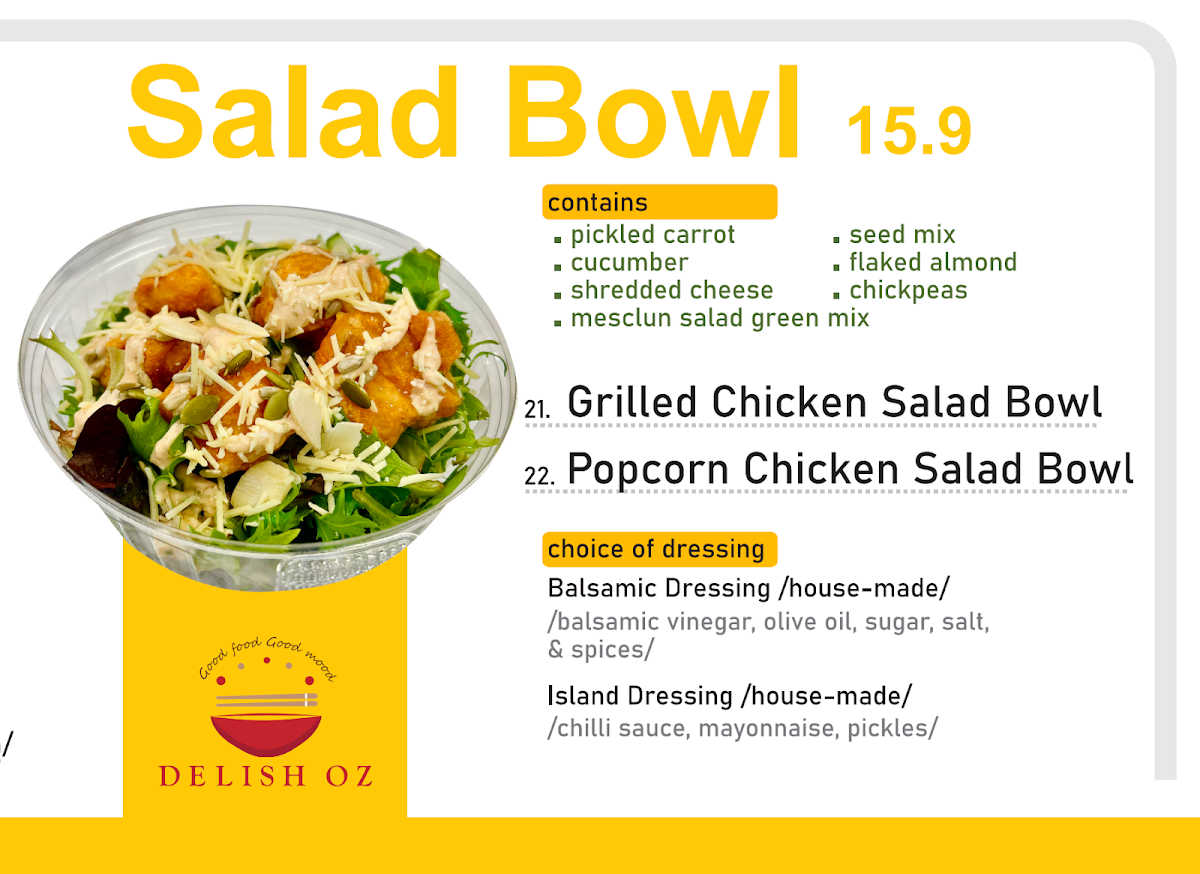Menu, Delish OZ