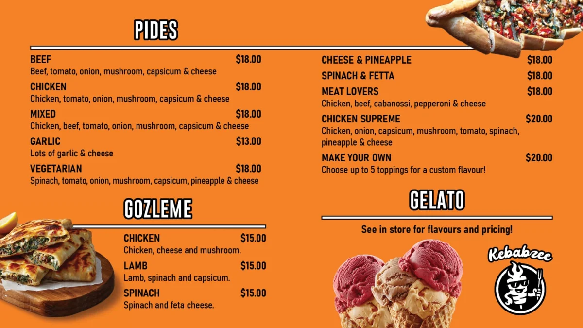 Menu, Kebabzee