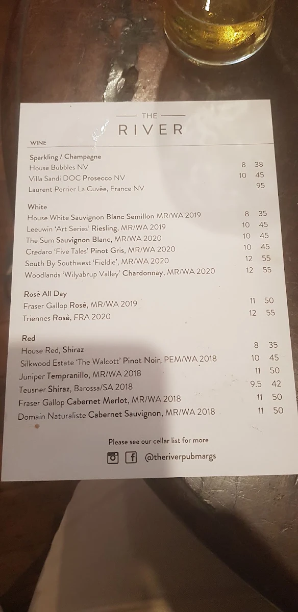 Menu, The River