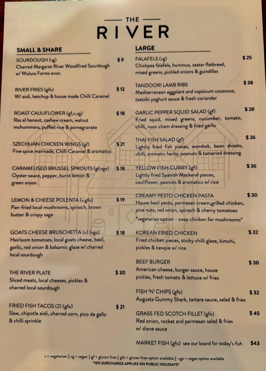 Menu, The River