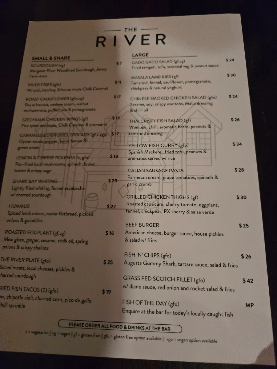 Menu, The River