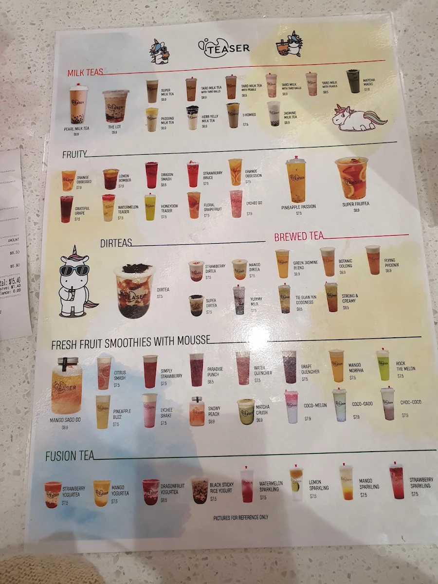 Menu, Teaser Rockdale Bubbletea and Dessert