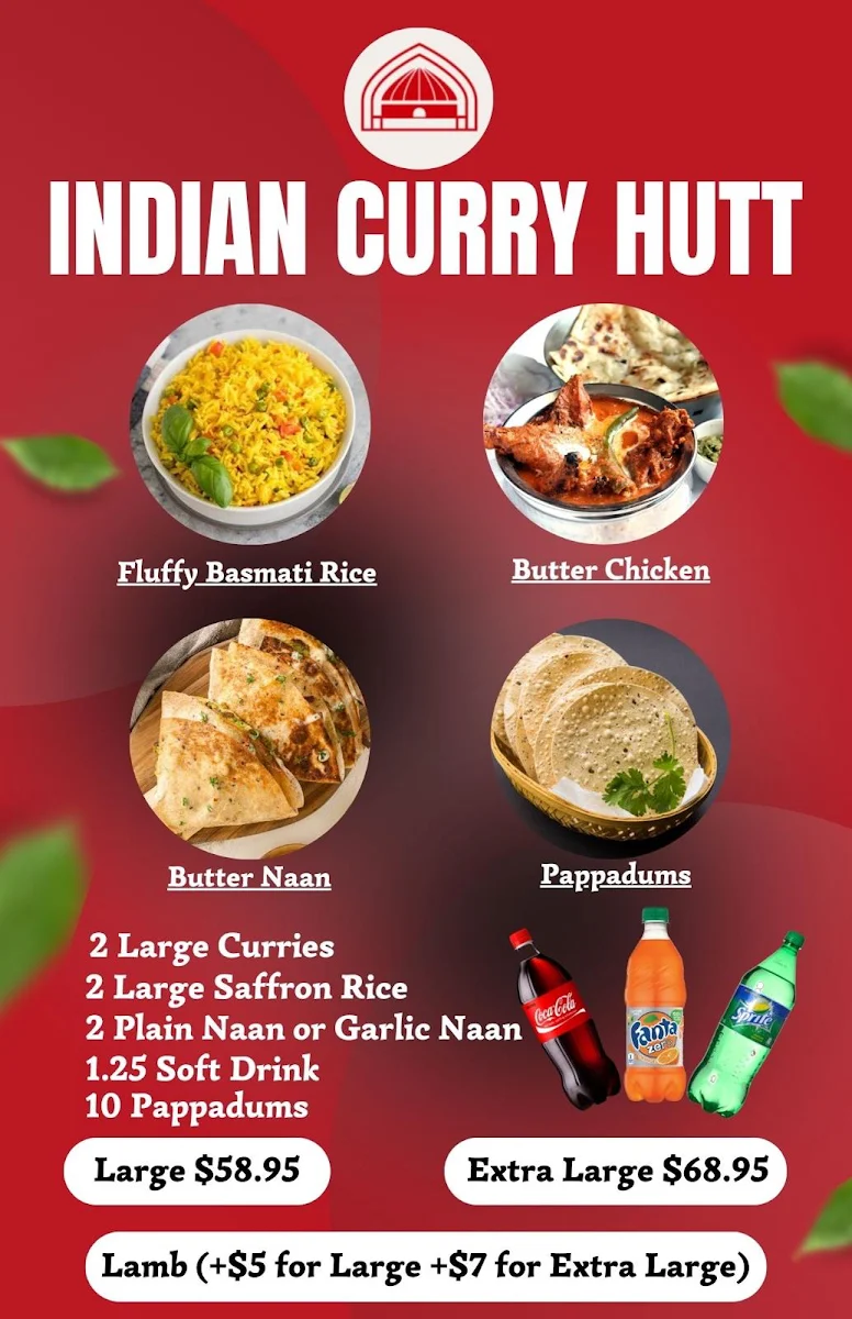 Menu, Indian Curry Hutt Cannon Hill