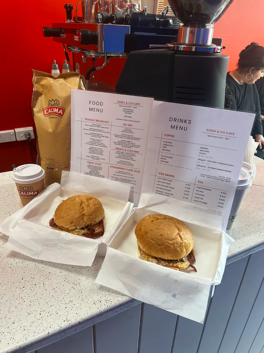 Menu, Essex & Co Cafe