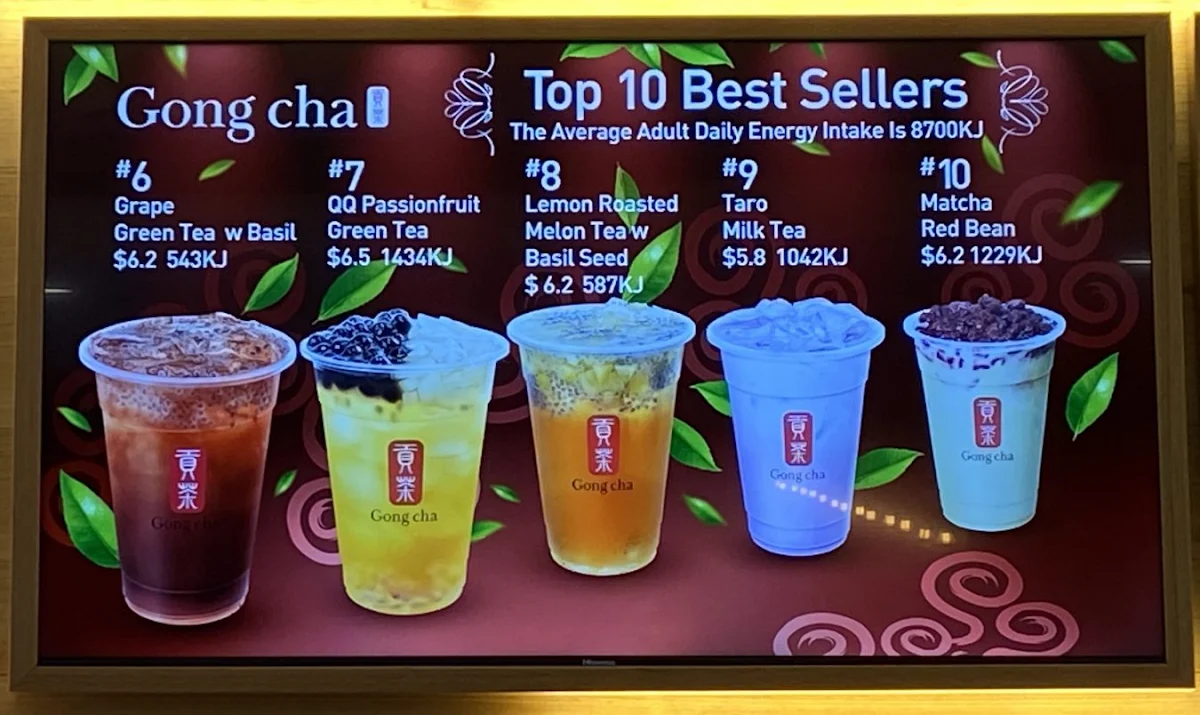 Menu, Gong Cha Merrylands