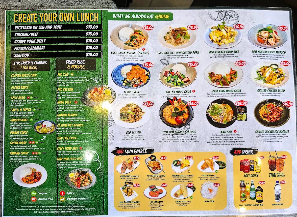 Menu, At Home Thai Cuisine (Wollongong)