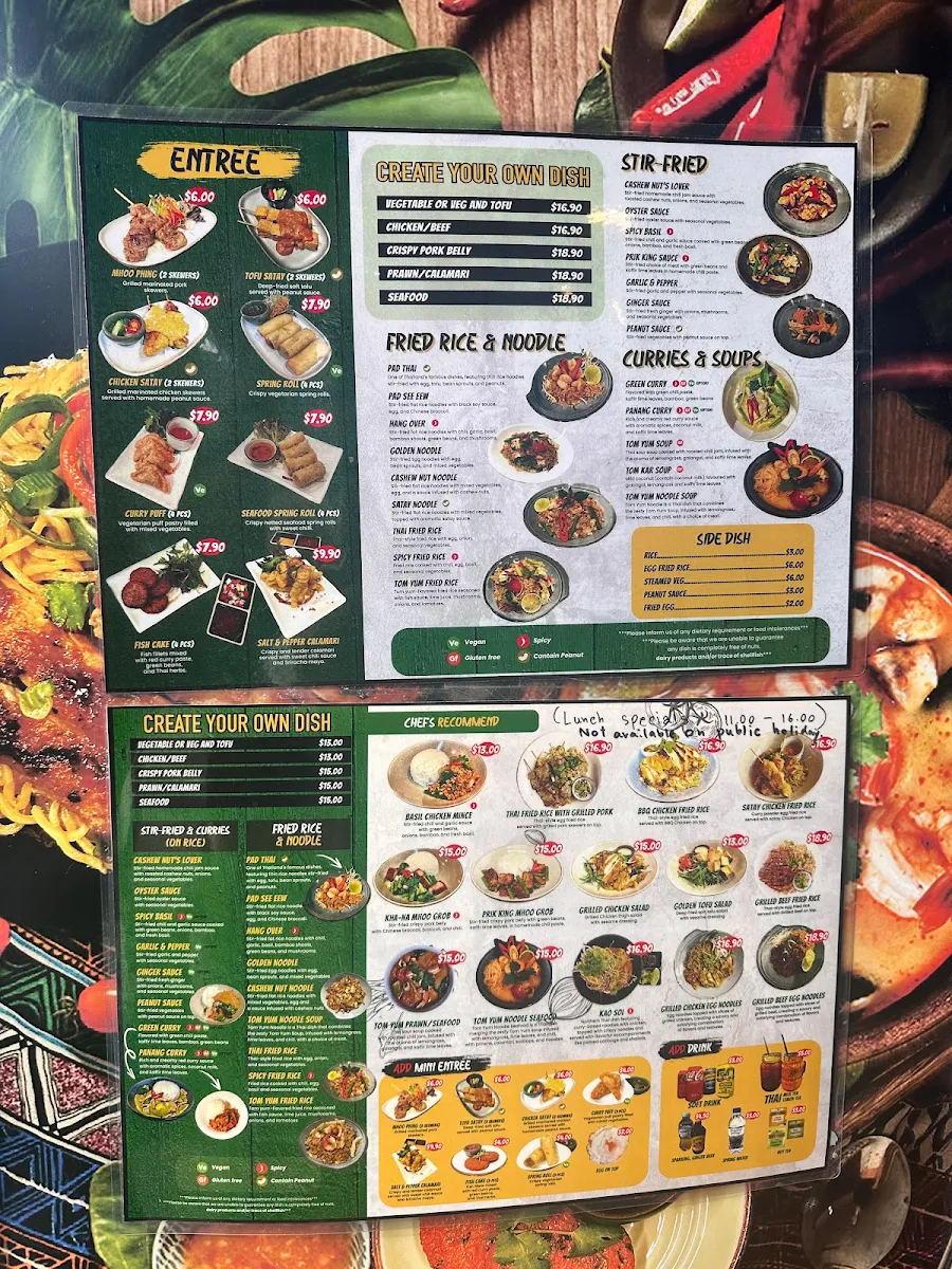 Menu, At Home Thai Cuisine (Wollongong)