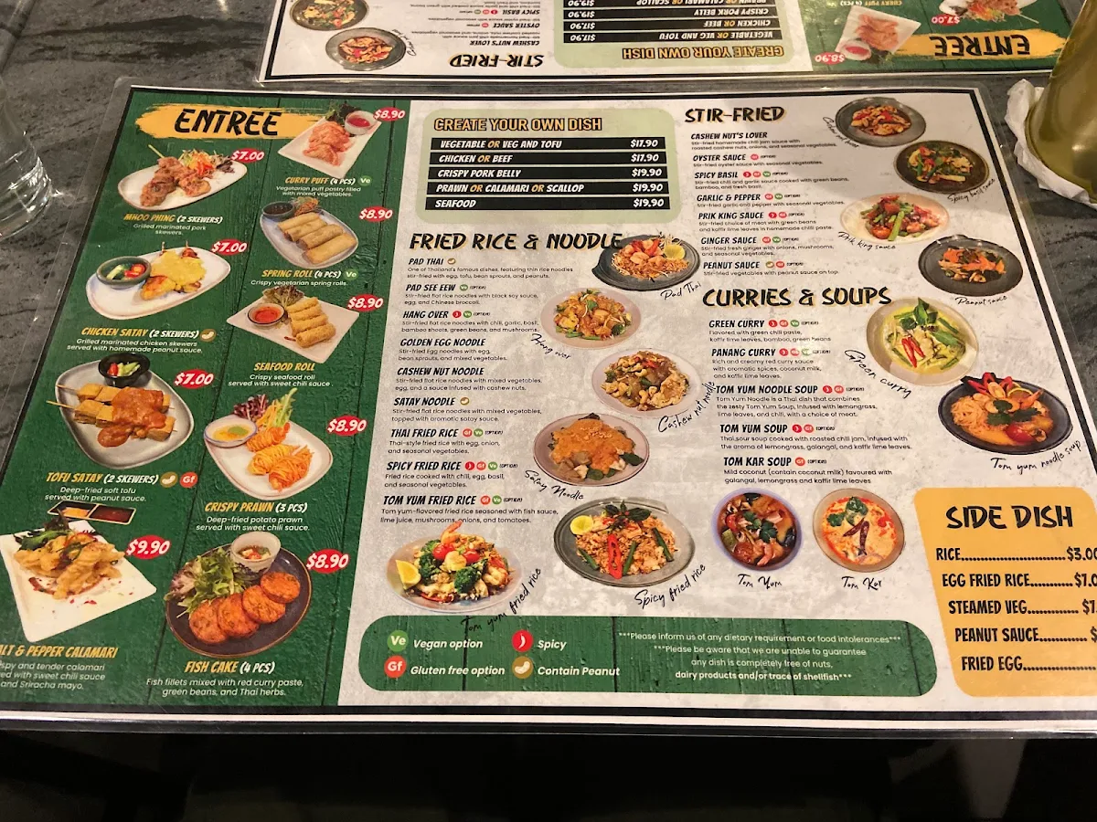 Menu, At Home Thai Cuisine (Wollongong)