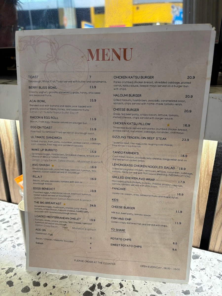Menu, NS Espresso