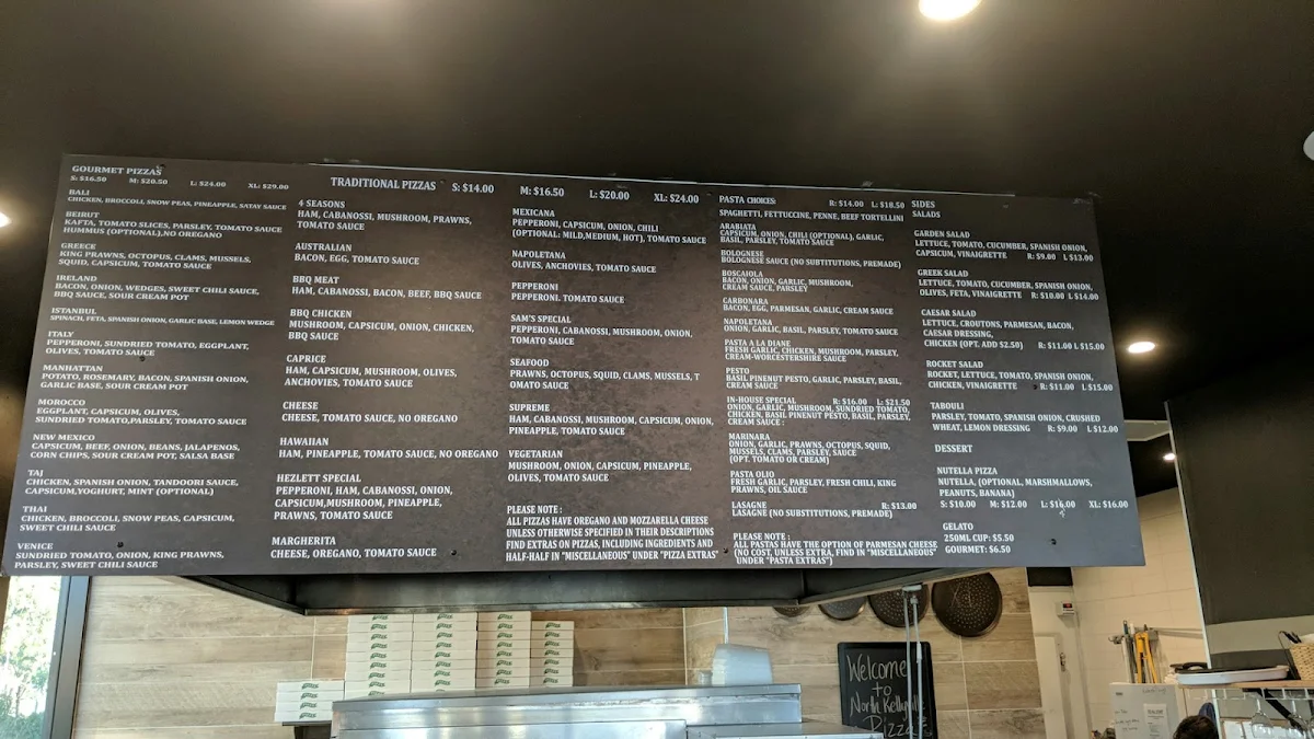 Menu, North Kellyville Pizza