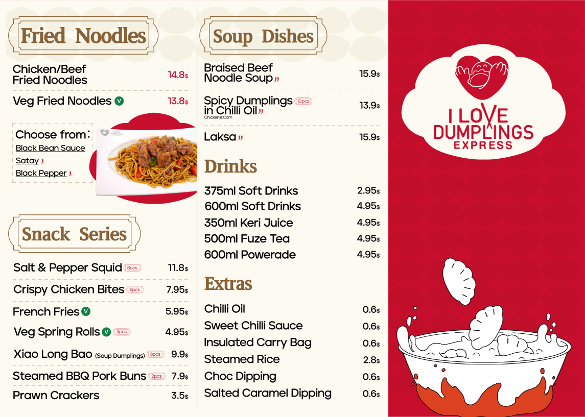 Menu, I Love Dumplings Express (Werribee)