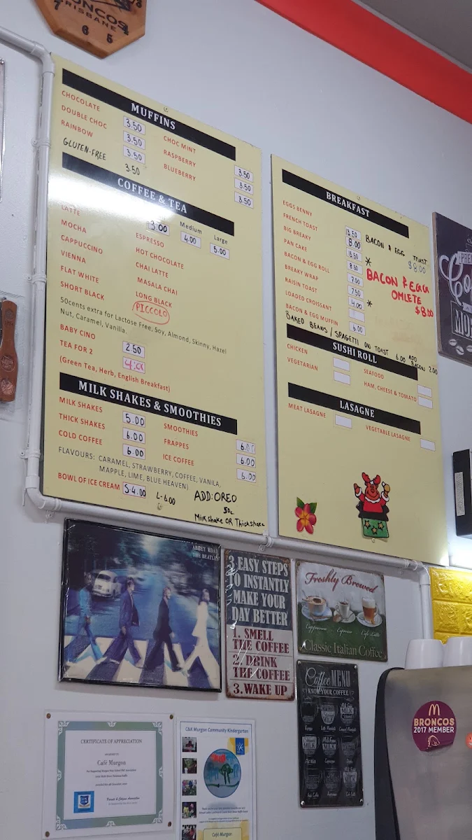 Menu, CAFE MURGON & RESTAURANT