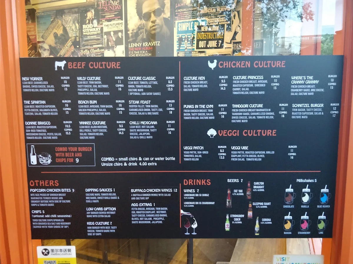 Menu, Burger Culture