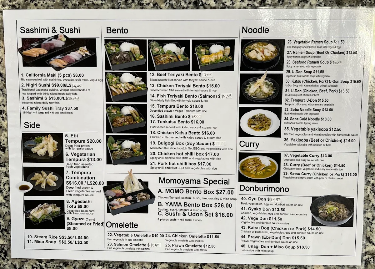 Menu, Momoyama