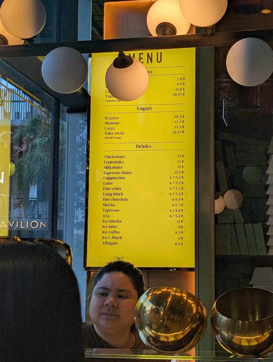 Menu, Anita Gelato West End
