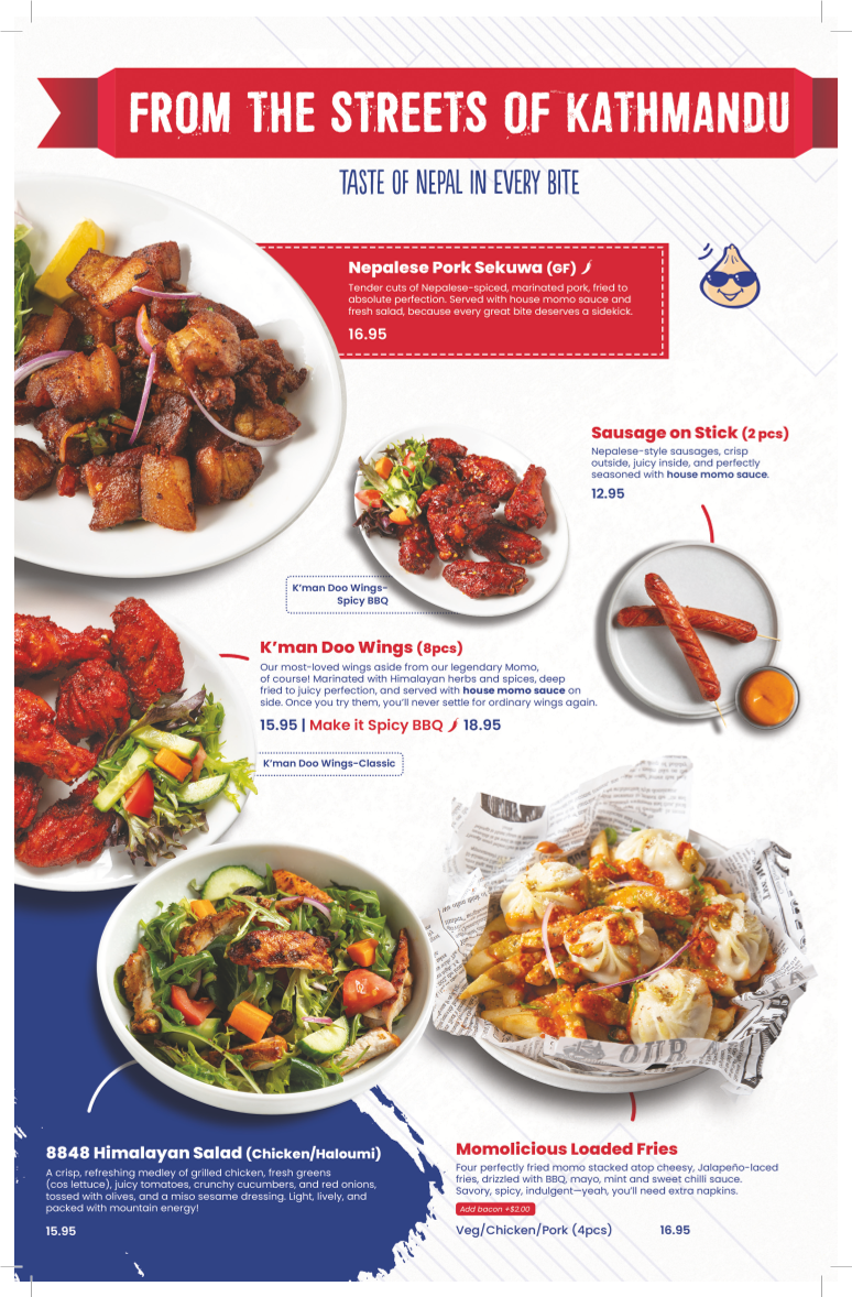 Menu, 8848 Momo House Goldcoast