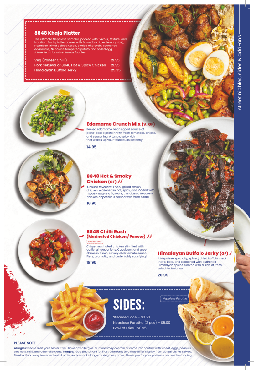 Menu, 8848 Momo House Goldcoast