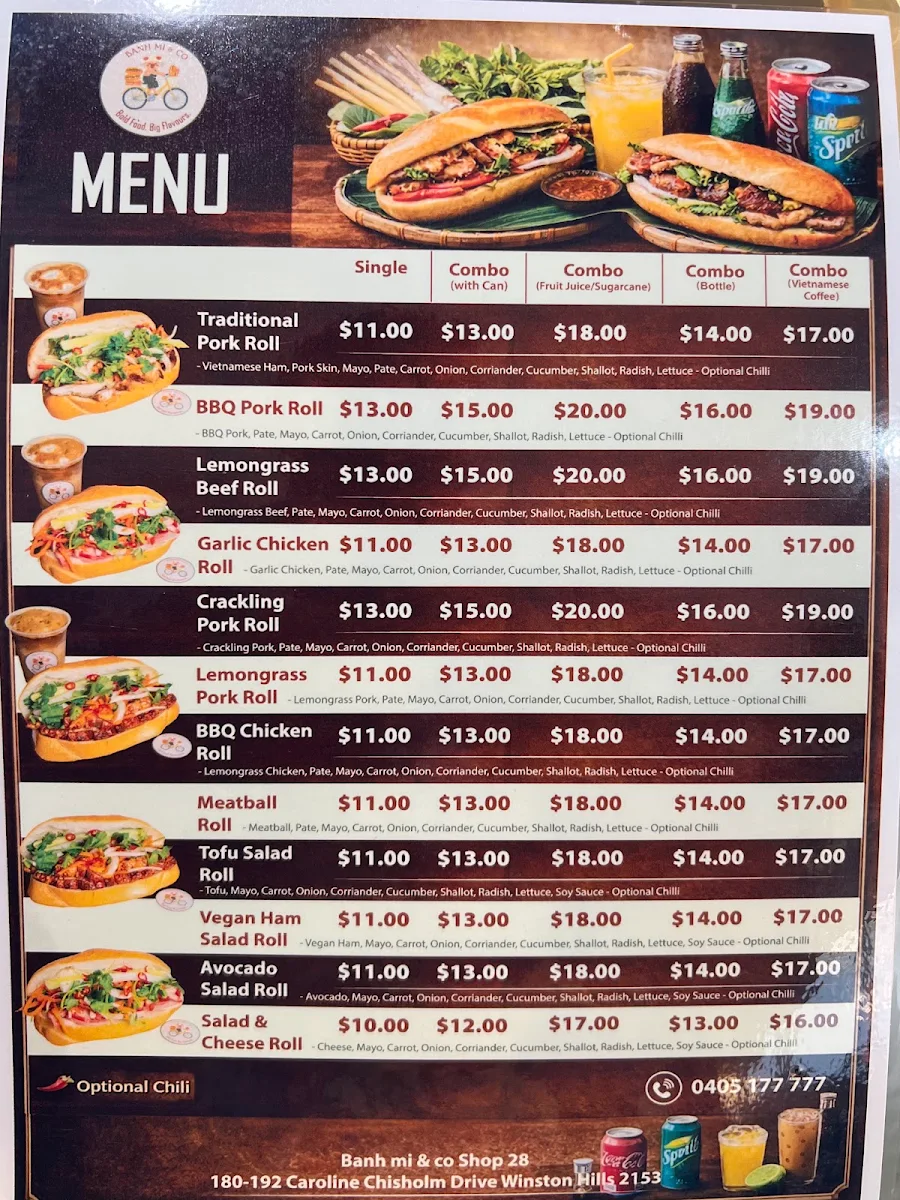 Menu, Banh Mi & Co