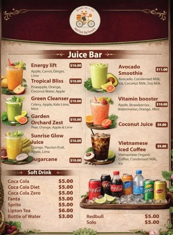 Menu, Banh Mi & Co