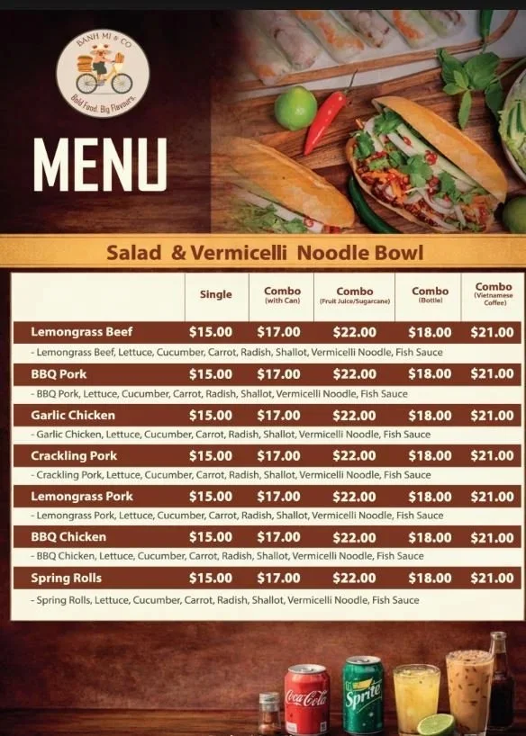 Menu, Banh Mi & Co