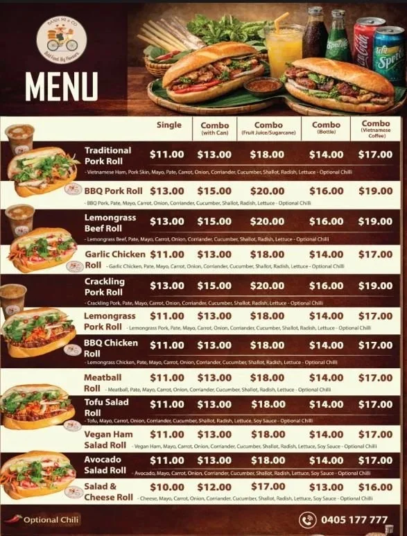Menu, Banh Mi & Co