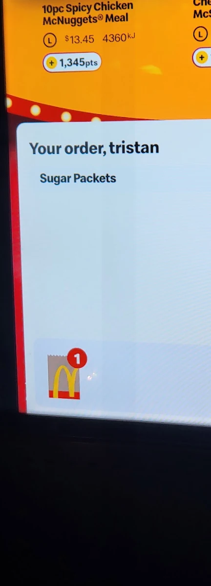 Menu, McDonald's Drummoyne