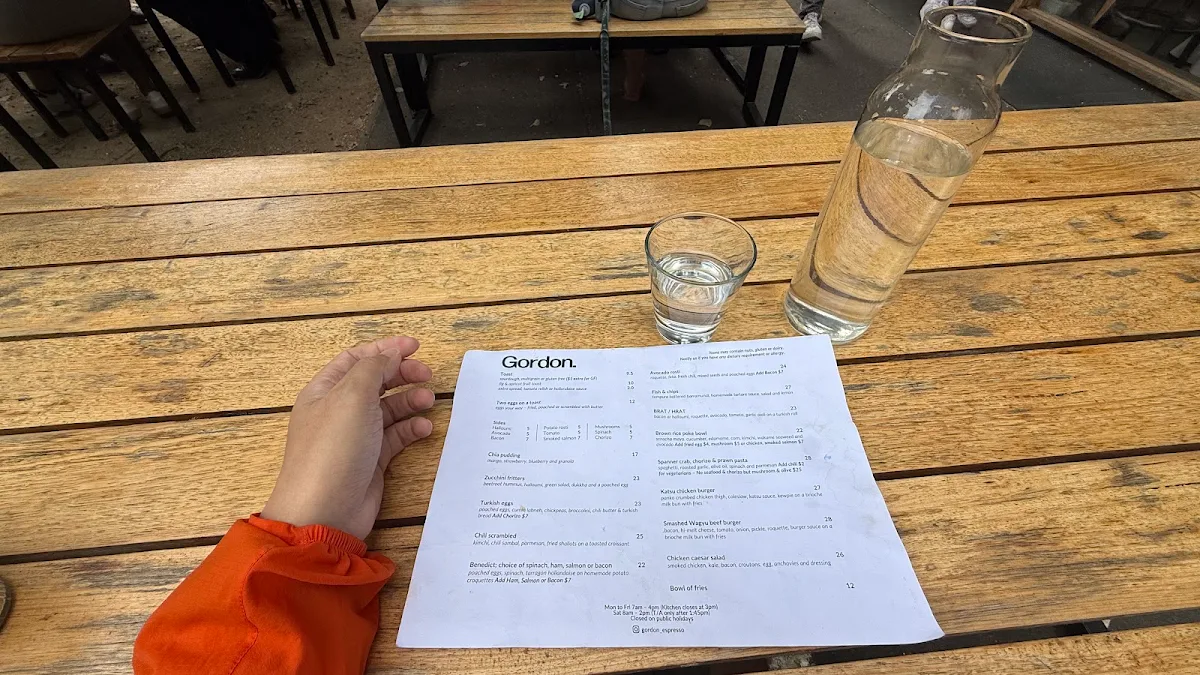 Menu, Gordon Espresso