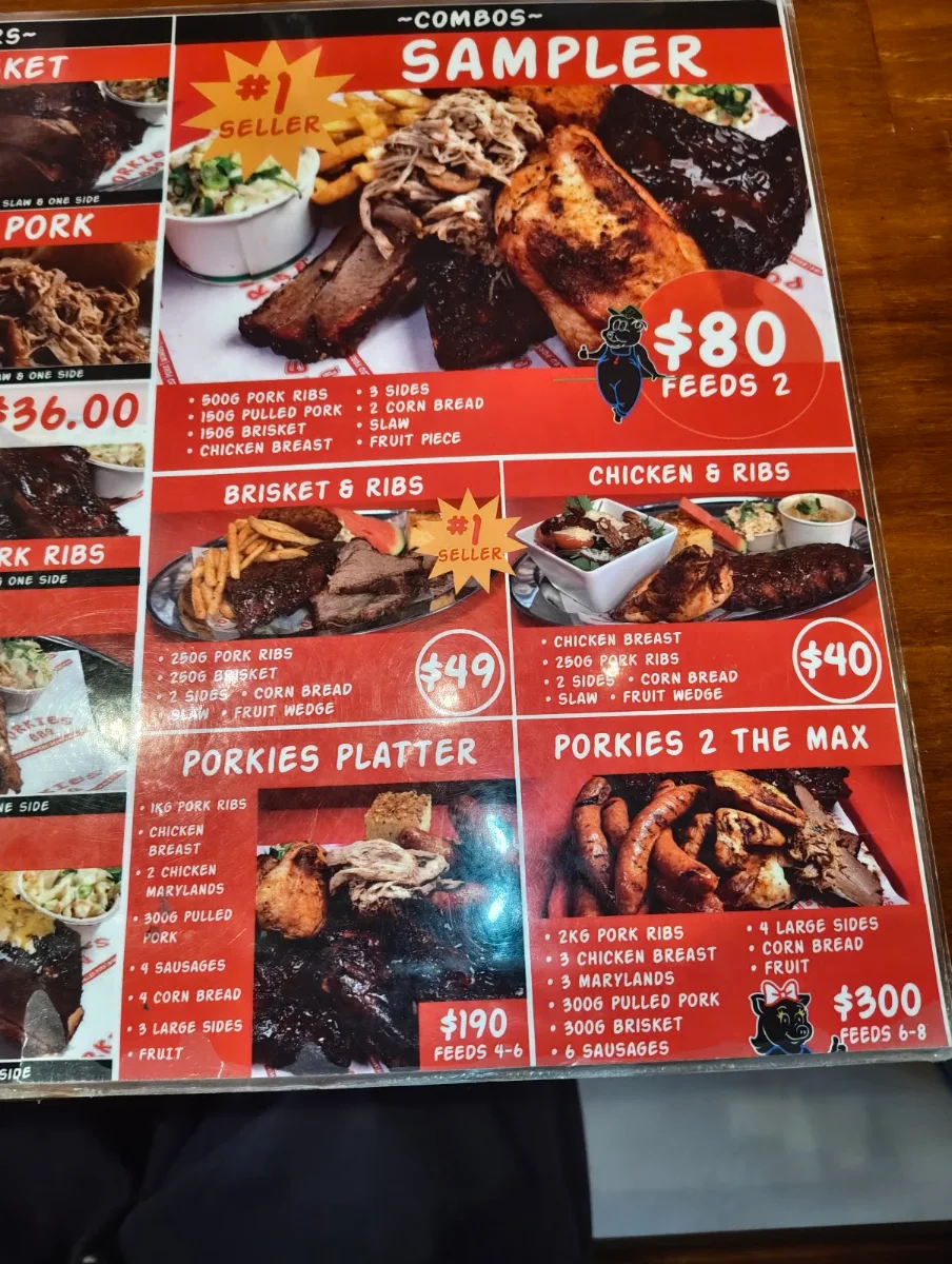 Menu, Porkies BAR-B-QUE