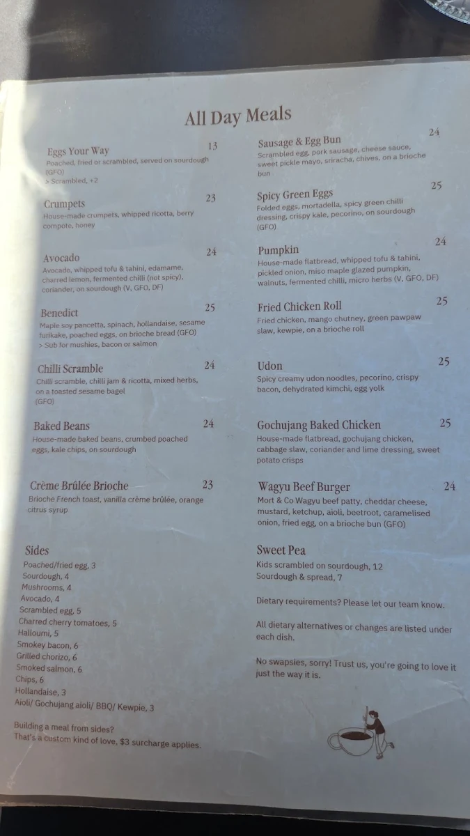 Menu, Sweet Talk Coffee
