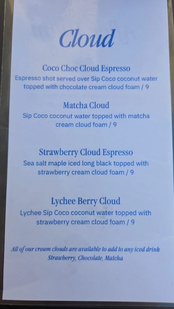 Menu, Sweet Talk Coffee