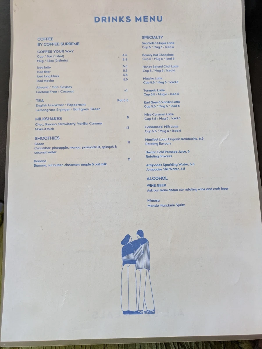 Menu, Sweet Talk Coffee