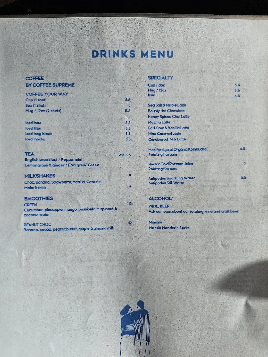 Menu, Sweet Talk Coffee