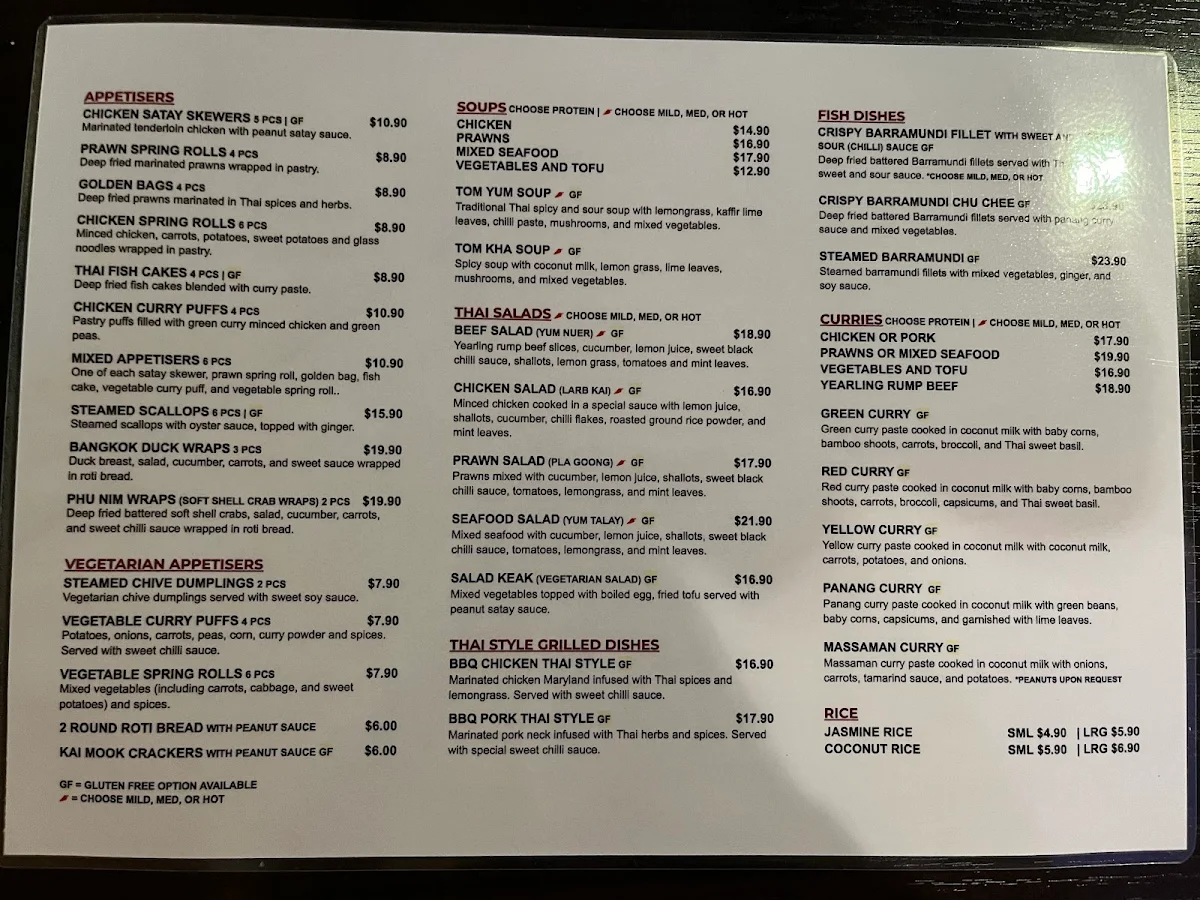 Menu, Kai Mook Thai