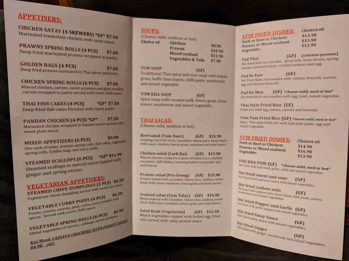 Menu, Kai Mook Thai