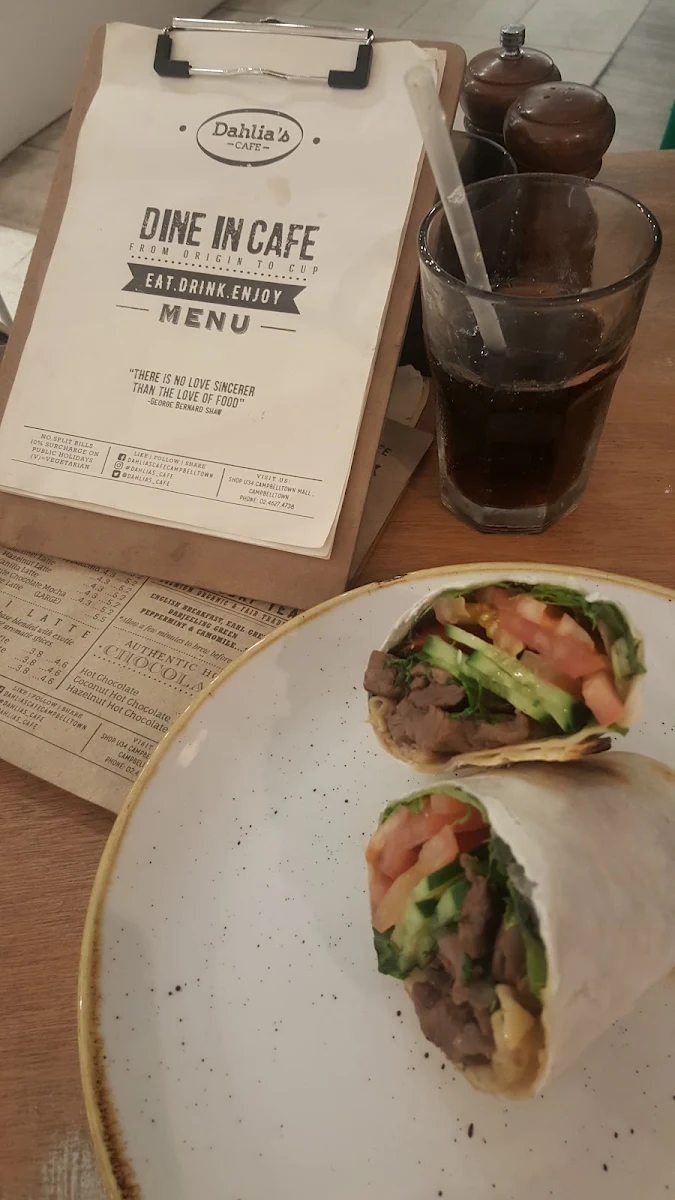 Menu, Dahlias Cafe