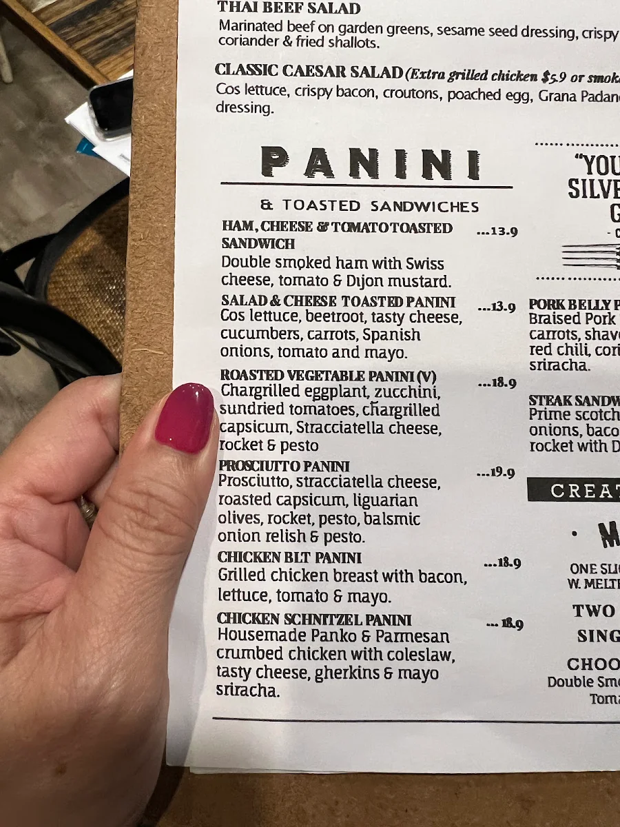 Menu, Dahlias Cafe