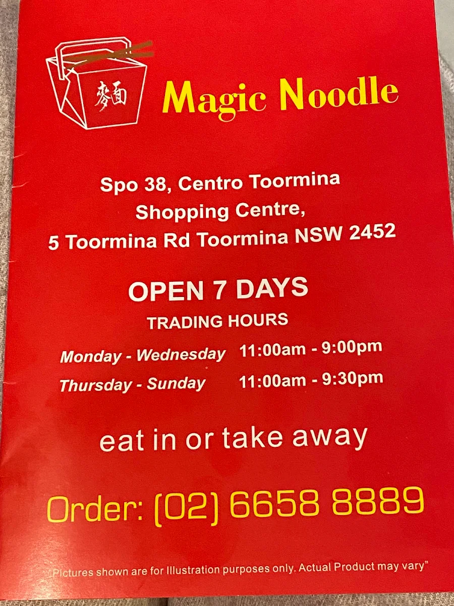 Menu, Magic Noodle Toormina