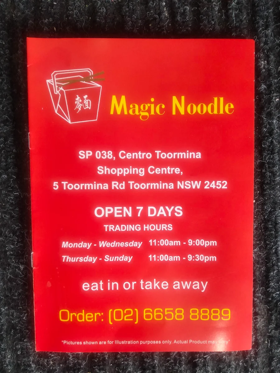Menu, Magic Noodle Toormina
