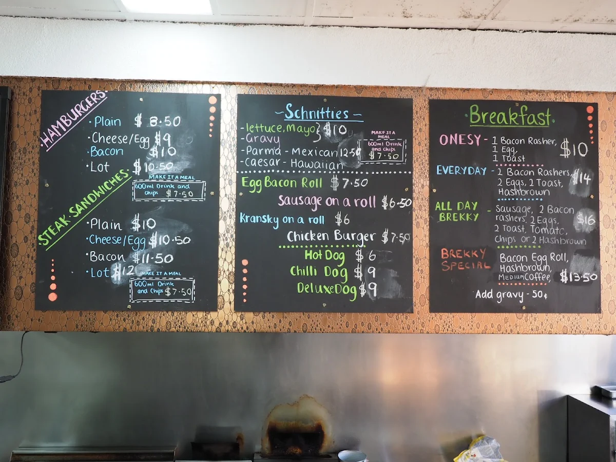 Menu, Wattle Snack Bar